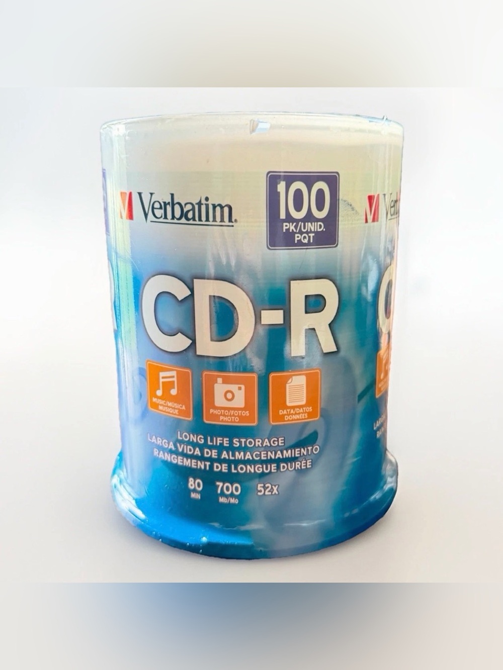 Verbatim 100-Pack CD-R Discs 700MB 80 Min‎ 52x Speed Spindle New Sealed